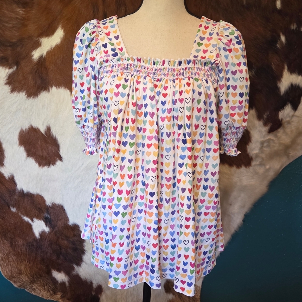 Colorful Heart Print Girls Dress